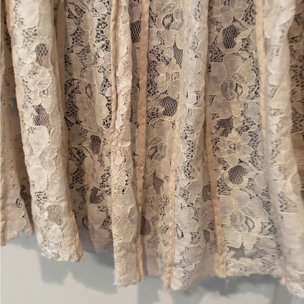 Sundance Ivory Lace Pleated Mini Skirt Cottagecore Romantic Feminine Size 8 - Picture 7 of 13